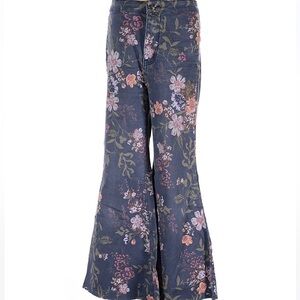 Free People Blue Floral Flare Jeans